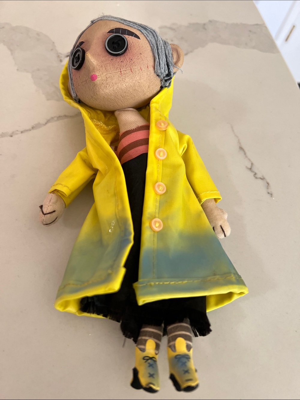 2018 LAIKA Coraline Button Eyes Doll Yellow Raincoat 9”